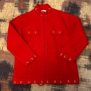 Lisa International Bold Red 100% Wool Jacket PTP 25